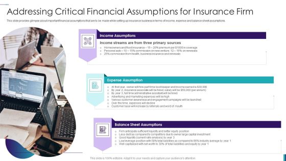 Establishing Insurance Company Addressing Critical Financial Assumptions For Insurance Firm Information PDF