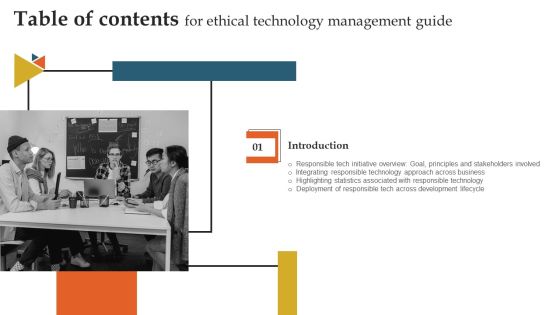 Ethical Technology Management Guide Table Of Contents Ppt Portfolio Example Introduction PDF