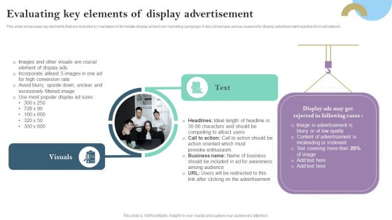 Evaluating Key Elements Of Display Advertisement Ppt PowerPoint Presentation Diagram Lists PDF Evaluating Key Elements Of Display Advertisement Ppt PowerPoint Presentation Diagram Lists PDF