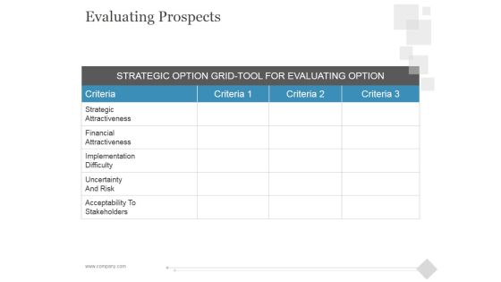 Evaluating Prospects Ppt PowerPoint Presentation Sample Evaluating Prospects Ppt PowerPoint Presentation Sample