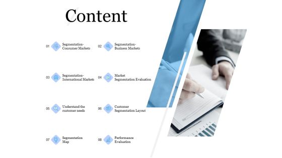 Evaluating Target Market Segments Content Ppt Ideas Files PDF