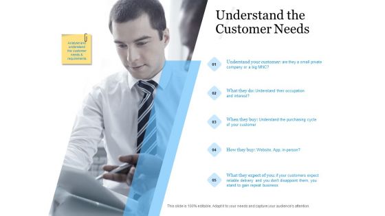 Evaluating Target Market Segments Understand The Customer Needs Ppt Inspiration Visuals PDF