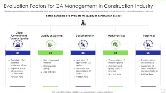 Evaluation Factors For Qa Management In Construction Industry Topics PDF
