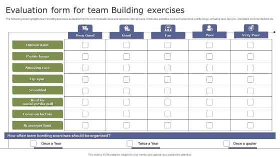 Evaluation Form For Team Building Exercises Designs PDF Evaluation Form For Team Building Exercises Designs PDF
