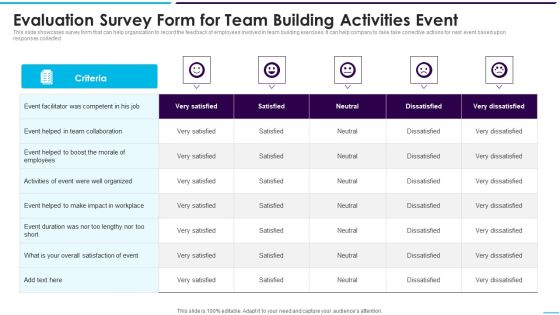 Evaluation Survey Form For Team Building Activities Event Template PDF Evaluation Survey Form For Team Building Activities Event Template PDF