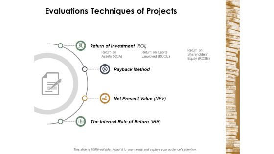 Evaluations Techniques Of Projects Ppt Powerpoint Presentation Summary Example File