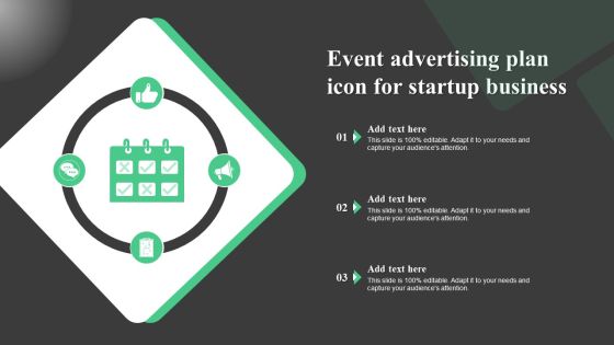 Event Advertising Plan Icon For Startup Business Icons PDF