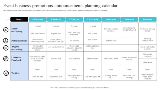 Event Business Promotions Announcements Planning Calendar Topics PDF Event Business Promotions Announcements Planning Calendar Topics PDF