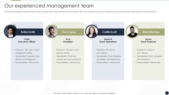 Event Management Services Company Profile Our Experienced Management Team Guidelines PDF Event Management Services Company Profile Our Experienced Management Team Guidelines PDF