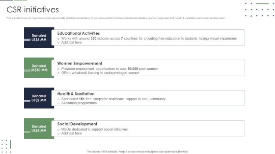 Event Planner Company Profile CSR Initiatives Elements PDF