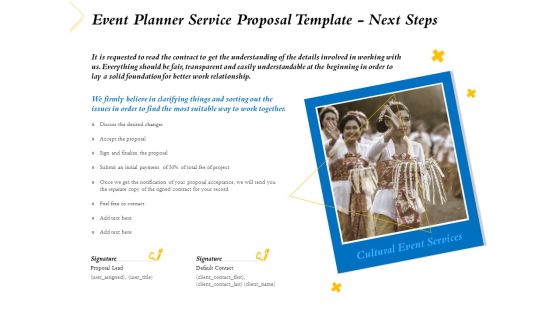Event Planner Service Proposal Template Next Steps Ppt Professional Visual Aids PDF Event Planner Service Proposal Template Next Steps Ppt Professional Visual Aids PDF
