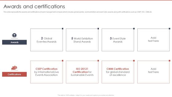 Event Planning And Management Company Profile Awards And Certifications Topics PDF Event Planning And Management Company Profile Awards And Certifications Topics PDF