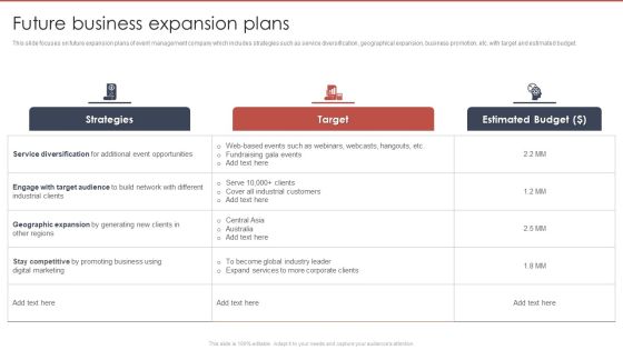 Event Planning And Management Company Profile Future Business Expansion Plans Graphics PDF Event Planning And Management Company Profile Future Business Expansion Plans Graphics PDF