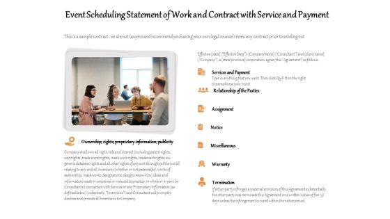 Event Scheduling Statement Of Work And Contract With Service And Payment Ppt PowerPoint Presentation Gallery Introduction PDF Event Scheduling Statement Of Work And Contract With Service And Payment Ppt PowerPoint Presentation Gallery Introduction PDF