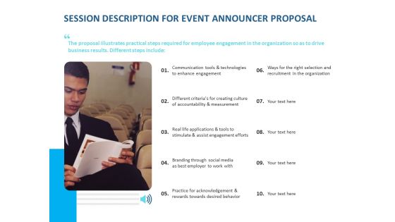 Event Time Announcer Session Description For Event Announcer Proposal Ppt File Maker PDF Event Time Announcer Session Description For Event Announcer Proposal Ppt File Maker PDF