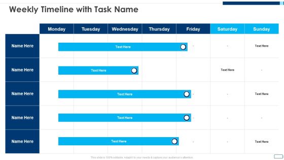 Evolving BI Infrastructure Weekly Timeline With Task Name Introduction PDF