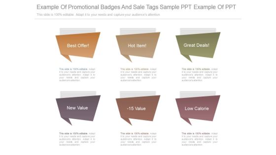 Example Of Promotional Badges And Sale Tags Sample Ppt Example Of Ppt
