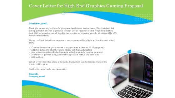 Exclusive Illustration Gaming Cover Letter For High End Graphics Gaming Proposal Pictures PDF