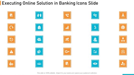 Executing Online Solution In Banking Icons Slide Slides PDF