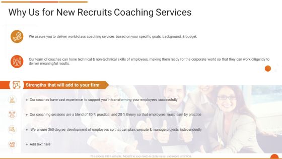 Executive Job Training Why Us For New Recruits Coaching Services Portrait PDF Executive Job Training Why Us For New Recruits Coaching Services Portrait PDF