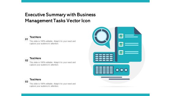 Executive Summary With Business Management Tasks Vector Icon Ppt PowerPoint Presentation File Example Introduction PDF