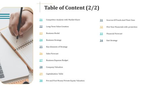 Expand Your Business Through Series B Financing Investor Deck Table Of Content Value Background PDF