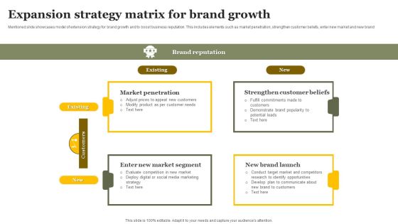 Expansion Strategy Matrix For Brand Growth Introduction PDF