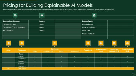 Explainable AI XAI Frameworks IT Pricing For Building Explainable AI Models Background PDF Explainable AI XAI Frameworks IT Pricing For Building Explainable AI Models Background PDF