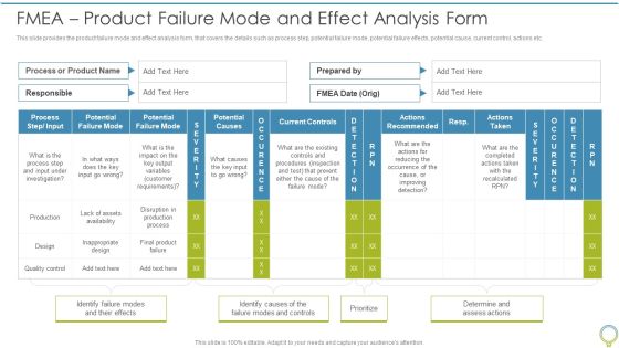 FMEA To Determine Potential FMEA Product Failure Mode And Effect Analysis Form Introduction PDF FMEA To Determine Potential FMEA Product Failure Mode And Effect Analysis Form Introduction PDF