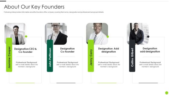 F And B Service Startup Organization About Our Key Founders Topics PDF