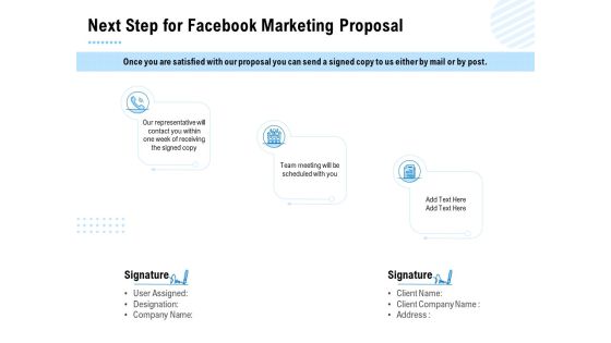 Facebook Ad Management Next Step For Facebook Marketing Proposal Ppt Ideas Design Templates PDF Facebook Ad Management Next Step For Facebook Marketing Proposal Ppt Ideas Design Templates PDF