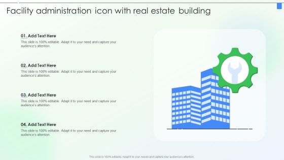 Facility Administration Icon With Real Estate Building Ppt PowerPoint Presentation Pictures Gallery PDF Facility Administration Icon With Real Estate Building Ppt PowerPoint Presentation Pictures Gallery PDF