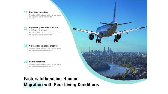 Factors Influencing Human Migration With Poor Living Conditions Ppt PowerPoint Presentation Icon Sample Factors Influencing Human Migration With Poor Living Conditions Ppt PowerPoint Presentation Icon Sample