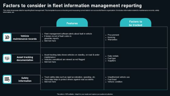 Factors To Consider In Fleet Information Management Reporting Topics PDF Factors To Consider In Fleet Information Management Reporting Topics PDF