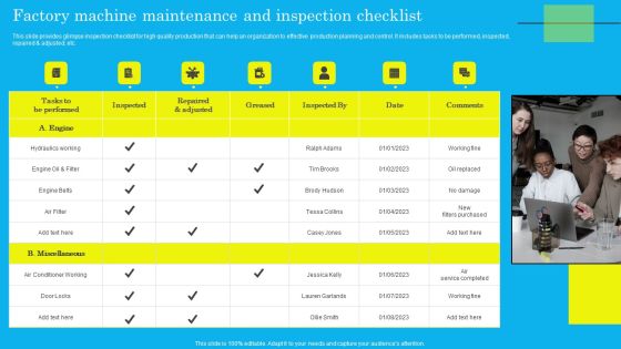 Factory Machine Maintenance And Inspection Checklist Sample PDF Factory Machine Maintenance And Inspection Checklist Sample PDF