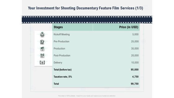 Factual Picture Filming Investment For Shooting Documentary Feature Film Services Price Download PDF