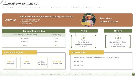 Farming Business Company Profile Executive Summary Graphics PDF Farming Business Company Profile Executive Summary Graphics PDF