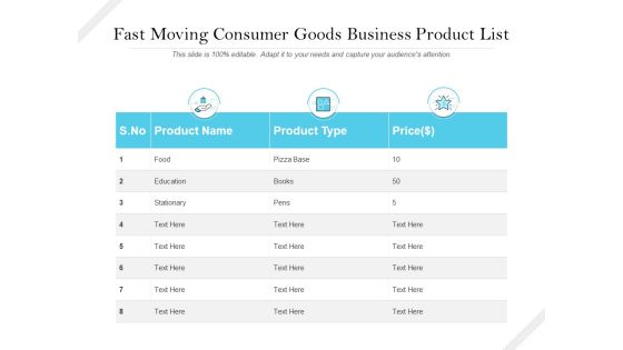 Fast Moving Consumer Goods Business Product List Ppt PowerPoint Presentation Gallery Slide PDF Fast Moving Consumer Goods Business Product List Ppt PowerPoint Presentation Gallery Slide PDF