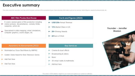 Feature Film Production Company Profile Executive Summary Topics PDF