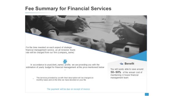 Fee Summary For Financial Services Checklist Ppt PowerPoint Presentation Layouts Introduction