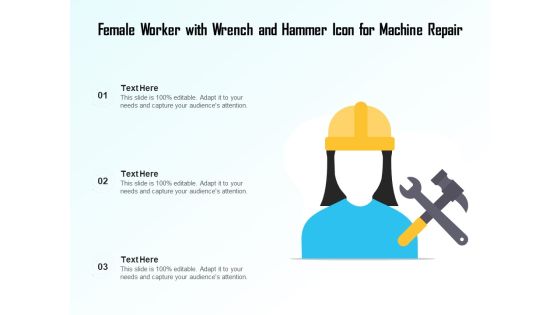 Female Worker With Wrench And Hammer Icon For Machine Repair Ppt PowerPoint Presentation File Visual Aids PDF Female Worker With Wrench And Hammer Icon For Machine Repair Ppt PowerPoint Presentation File Visual Aids PDF