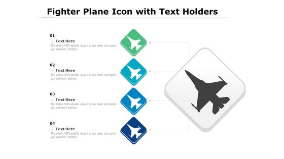 Fighter Plane Icon With Text Holders Ppt PowerPoint Presentation Icon Example File PDF