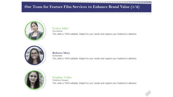 Film Branding Enrichment Our Team For Feature Film Services To Enhance Brand Value Graphics PDF Film Branding Enrichment Our Team For Feature Film Services To Enhance Brand Value Graphics PDF