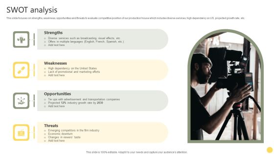 Film Making Firm Profile SWOT Analysis Ppt PowerPoint Presentation Gallery Templates PDF Film Making Firm Profile SWOT Analysis Ppt PowerPoint Presentation Gallery Templates PDF