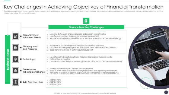 Finance And Accounting Online Conversion Plan Key Challenges In Achieving Objectives Icons PDF Finance And Accounting Online Conversion Plan Key Challenges In Achieving Objectives Icons PDF