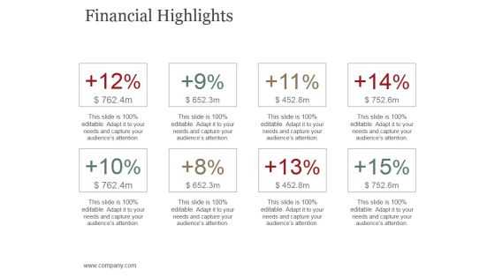 Financial Highlights Template 1 Ppt PowerPoint Presentation Icon Brochure Financial Highlights Template 1 Ppt PowerPoint Presentation Icon Brochure