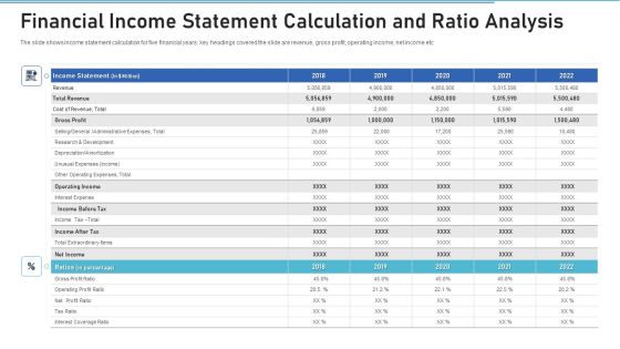 Financial Income Statement Calculation And Ratio Analysis Mockup PDF