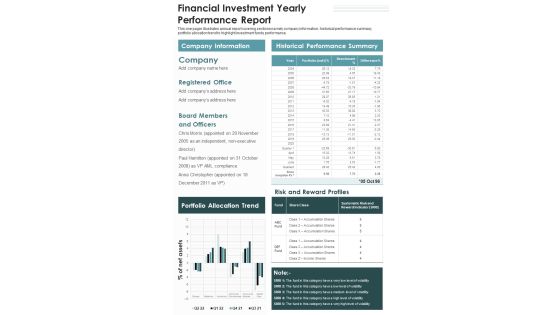 Financial Investment Yearly Performance Report PDF Document PPT Template Financial Investment Yearly Performance Report PDF Document PPT Template