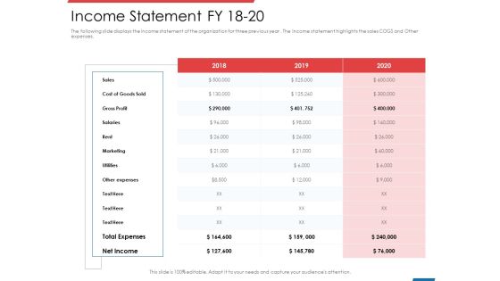Financial PAR Income Statement FY 18 20 Ppt Pictures Infographics PDF