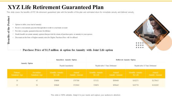 Financial Plans For Retirement Planning XYZ Life Retirement Guaranteed Plan Ppt Summary Themes PDF Financial Plans For Retirement Planning XYZ Life Retirement Guaranteed Plan Ppt Summary Themes PDF